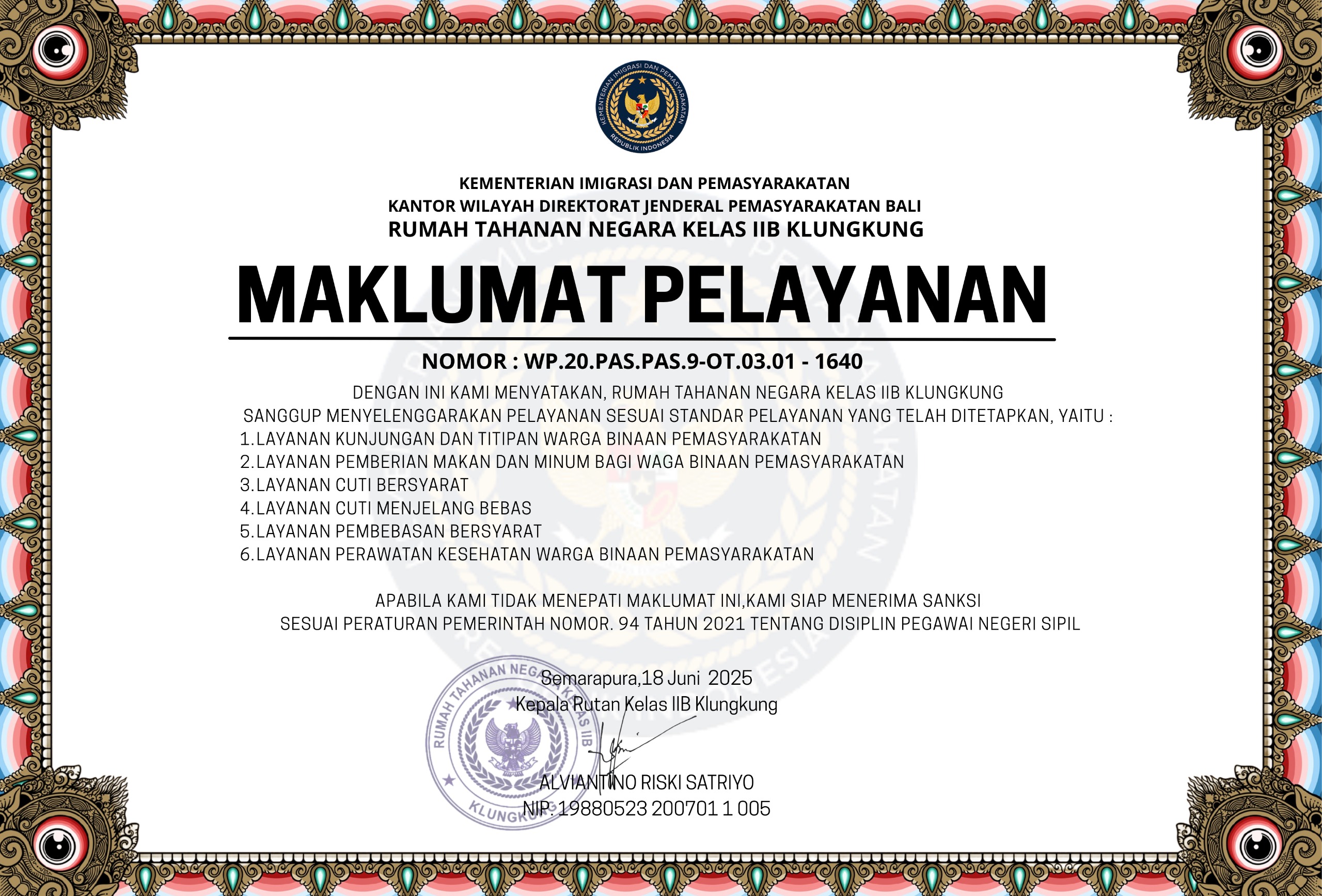 MAKLUMAT PELAYANAN